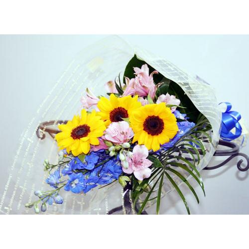 生花　ヒマワリとデルフィニュームの花束【地域限定送料無料】 |  | 01