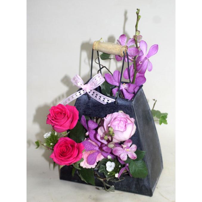 バスケットアレンジとバルーン【生花】花とバルーン 誕生日 お祝い 開店祝い 発表会 バルーンフラワーギフト【地域限定送料無料】 |  | 02