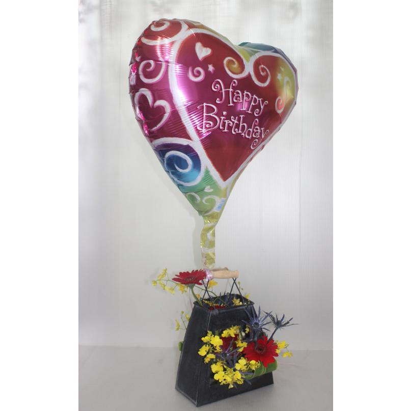 バスケットアレンジとバルーン【生花】花とバルーン 誕生日 お祝い 開店祝い 発表会 バルーンフラワーギフト【地域限定送料無料】 |  | 04