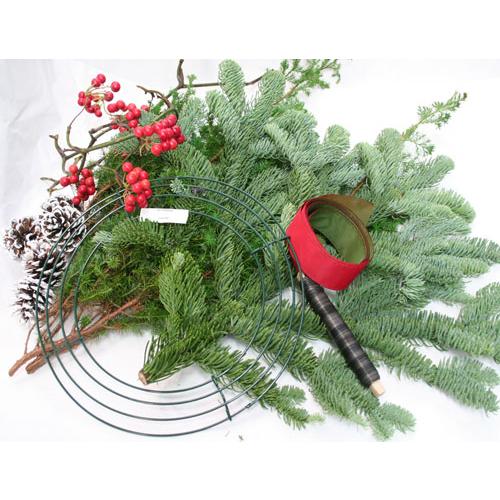 モミの木とヒムロスギのクリスマスリースキット  手作りキット 生花 切花 資材 |  | 01