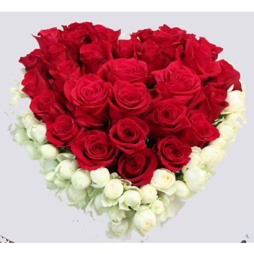 生花 ハート型の赤バラ フラワーケーキ フラワーギフト  誕生日 お祝い 開店祝い  ウエディング ブライダル 結婚記念日 バレンタインデー 【地域限定送料無料】 | 