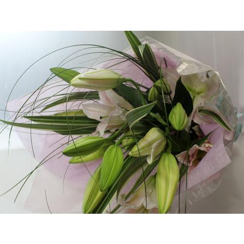 ユリとグリーンの花束【生花　花束】フラワーギフト　花の贈り物 生花  花の贈り物 誕生日 母の日 父の日 出産祝　内祝い プレゼント【地域限定送料無料】 |  | 03