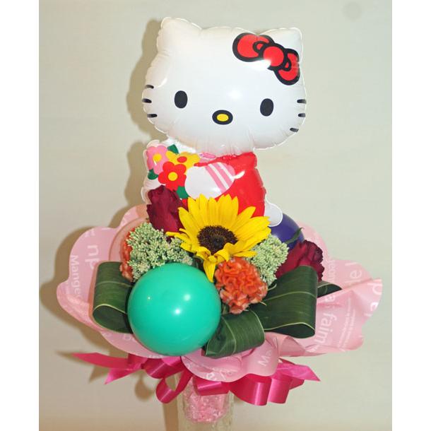 キティバルーンのミニ花束　キティちゃん　ハローキティ 風船 花とバルーン 誕生日 お祝い発表会  卒業式 バレンタインデー　ホワイトデー 【地域限定送料無料】 |  | 01