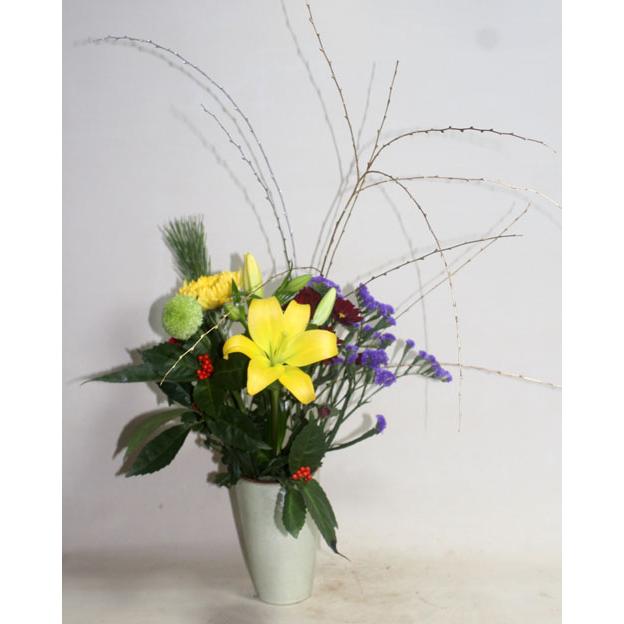 お正月用切り花セット　生花　花束　寿　お祝い　お供え　若松　千両　菊　床の間　墓参り　仏花　正月 |  | 02