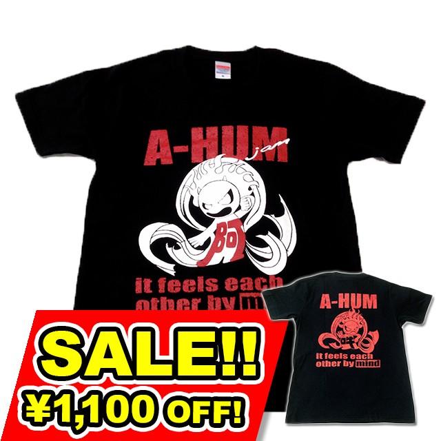 SALE 和柄 デザイン 半袖 Tシャツ プリント オリジナル メール便可 阿吽「ブラック：胸赤×背赤」 | 