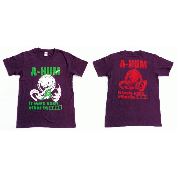 SALE 和柄 デザイン 半袖 Tシャツ プリント オリジナル メール便可 阿吽「マッドパープル：胸緑×背赤」 |  | 01
