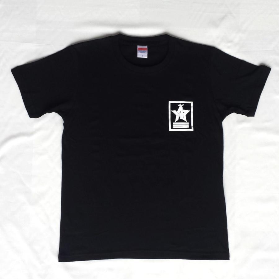 Tシャツ ロゴ カットソー 半袖 ブラック 130〜XXL デザイン プリント オリジナル メール便可 CROWN STAR「ブラック」 |  | 01