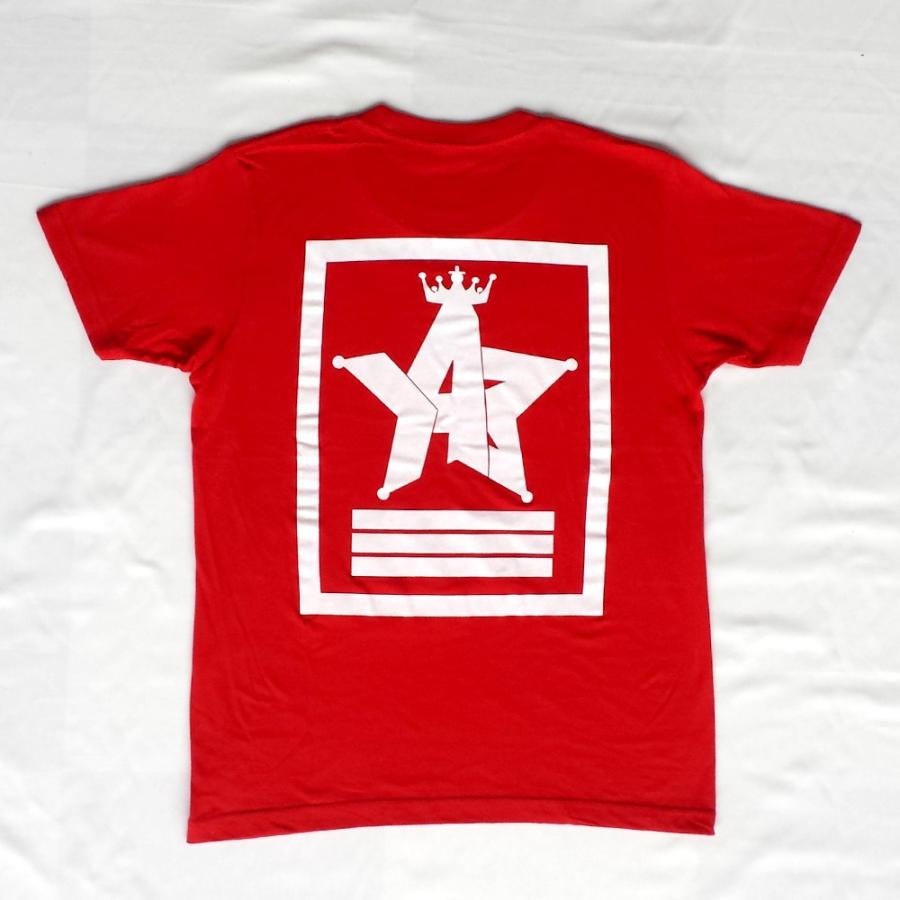 Tシャツ ロゴ カットソー 半袖 レッド M,L デザイン プリント オリジナル メール便可 CROWN STAR「レッド」 |  | 02