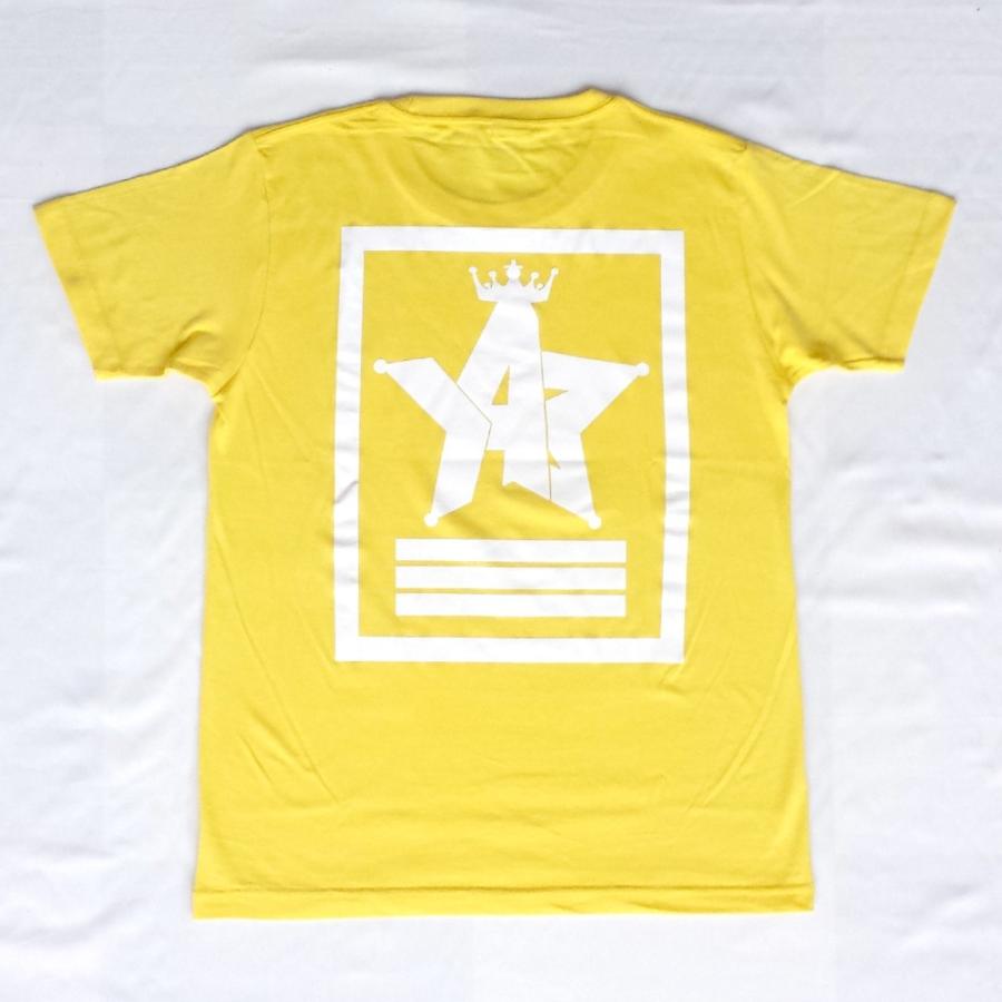 Tシャツ ロゴ カットソー 半袖 イエロー 130〜XXL デザイン プリント オリジナル メール便可 CROWN STAR「イエロー」 |  | 02