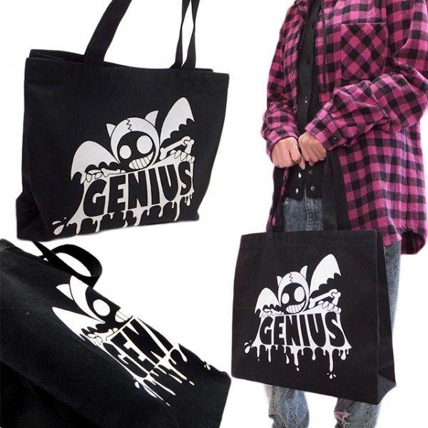 トートバッグ キャンバス デザイン プリント オリジナル Genius「ブラック」 |  | 01