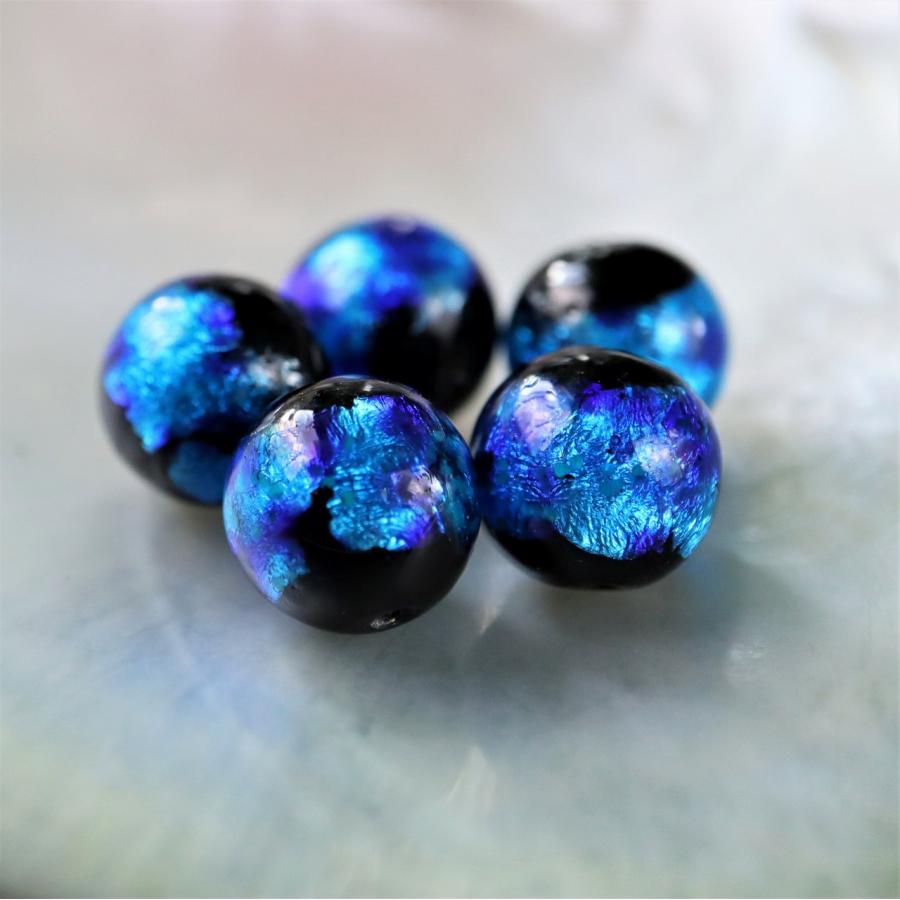 ほたる玉 ピアス とんぼ玉 シルバー925 蓄光 ガラス工芸 青 ブルー