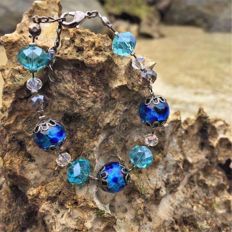 ほたる玉 ブレスレット ホタル ガラス とんぼ玉 光る 沖縄 琉球 お土産