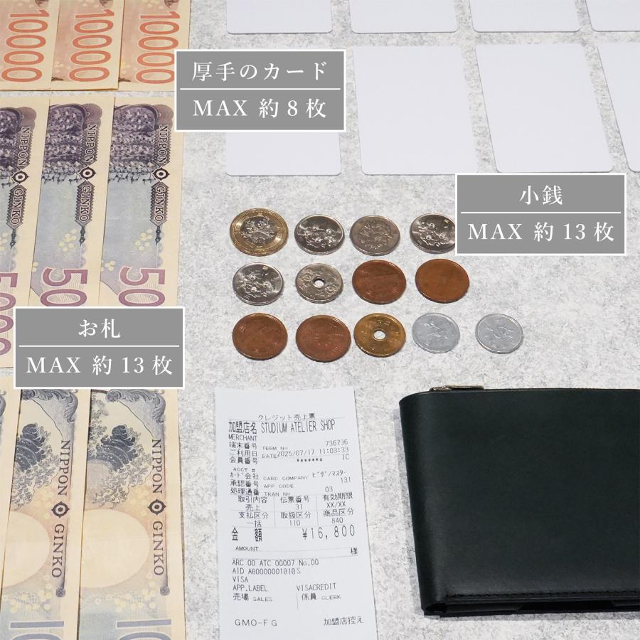 薄い財布 コンパクト ミニ 二つ折り ファスナー 本革 日本製 カード 小銭 お札 メンズ レディース POKET FIT |  | 18