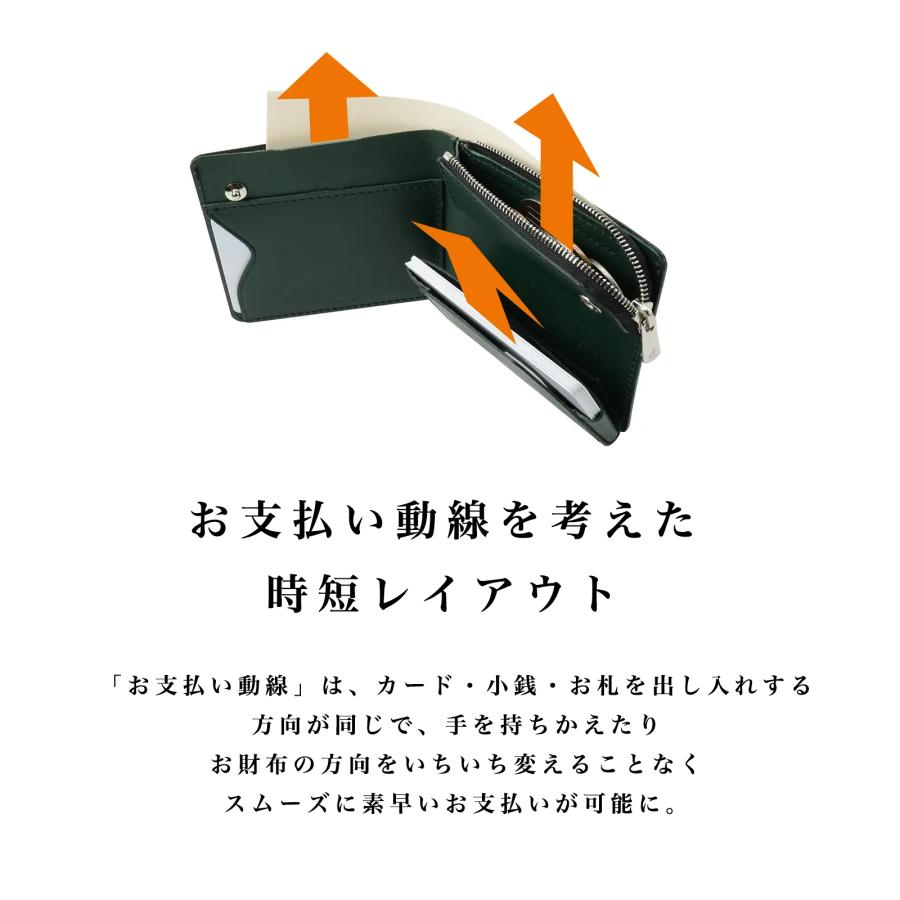 薄い財布 コンパクト ミニ 二つ折り ファスナー 本革 日本製 カード 小銭 お札 メンズ レディース POKET FIT |  | 09