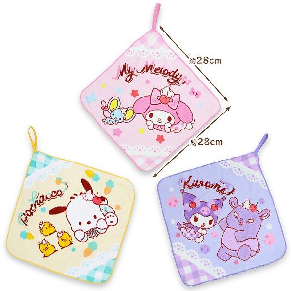 サンリオ キャラクター ズ ループ タオル 3枚セット ネームタグ付き 制菌 キャラクター 保育園 幼稚園 手拭き 女の子 ハンカチ ハンドタオル　メール便送料無料 |  | 03