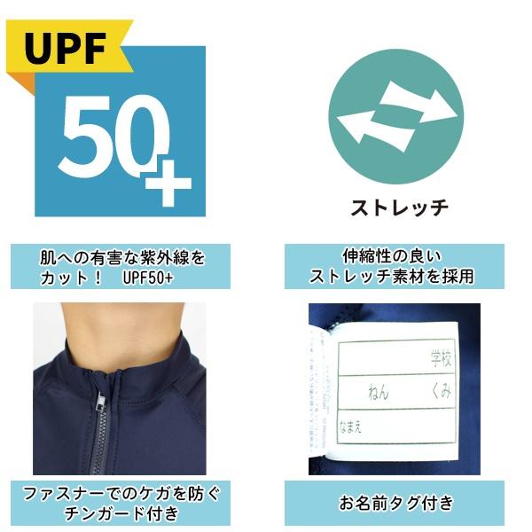 ラッシュ ガード 長袖 ジップ スクール 水着 体育 学校 小学 中学 高校 ジェンダーレス 男 女 120 130 140 150 160 170 紫外線 UPF50+　メール便送料無料 |  | 01