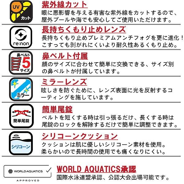 SWANS スワンズ スイミング シリコーン クッション ミラー レーシング ゴーグル AQUALIGHTNING SR-3Mre  競泳 FINA承認 日本製　メール便送料無料 | SWANS | 02