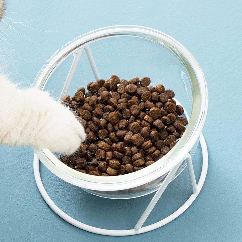 猫 食器 ガラス製 フードボウル スタンド 脚付 食べやすい 猫用 ねこ