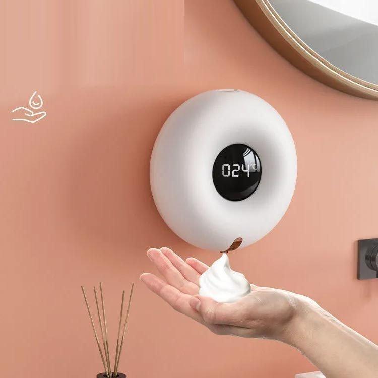 ソープディスペンサー 自動 泡 室内温度 測る 充電式 Type-c 壁掛け