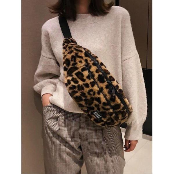 ボディバッグ レディース エコファー レオパード 斜め掛け ヒョウ柄