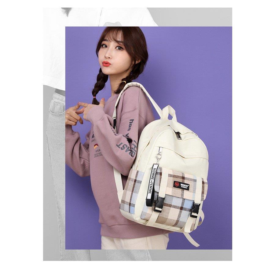 リュックサック 女レディース ガールズ チェック柄 ズックカバン 大容量 鞄 バッグ 学院風 高校生 大学生 通学 通勤 旅行 誕生日プレゼント 可愛い レジャー |  | 03