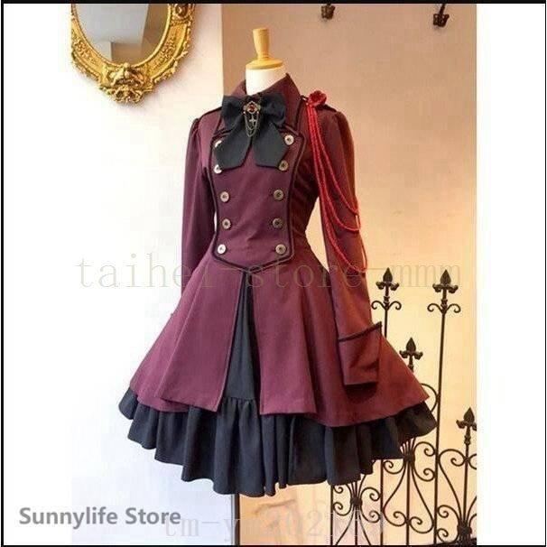新品膝丈ワンピース軍服ロリータワンピースゴスロリドレス : 安心堂