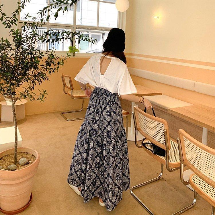 新品 LAUREN RALPH LAUREN ペイズリー マキシ スカート 青 LAUREN RALPH LAUREN (Women)のロングスカート・マキシスカート