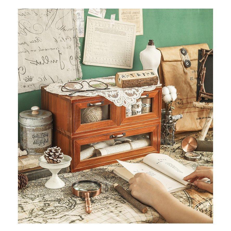 ミニチェスト 引き出し収納 木製 卓上 アンティークウッド