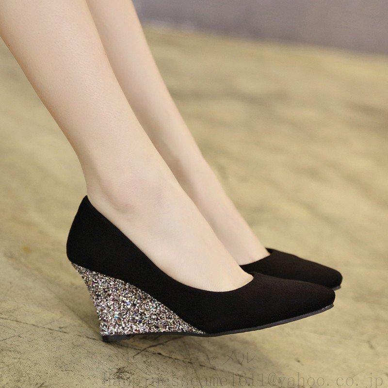 5色ウェッジソール パンプス 5cm/8cmヒール 痛くない レディース歩き