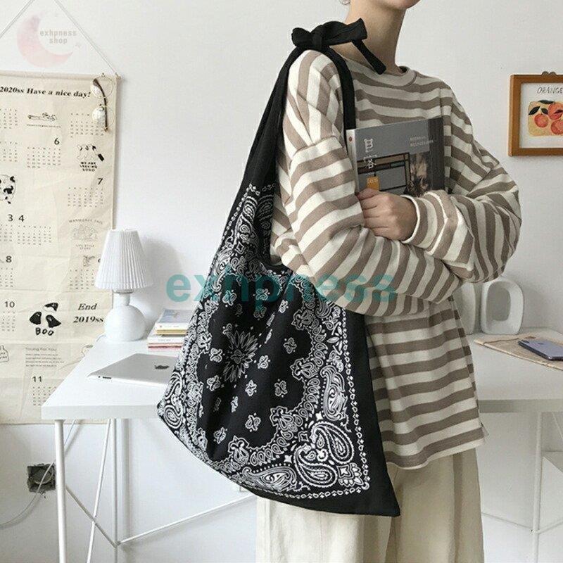 レディース バッグ バンダナ柄 エコバッグ 手提げ | キャンバス地