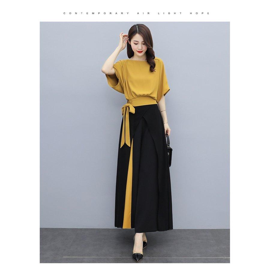 セットアップ レディース 春夏 オシャレセットアップ 半袖ブラウス 九  