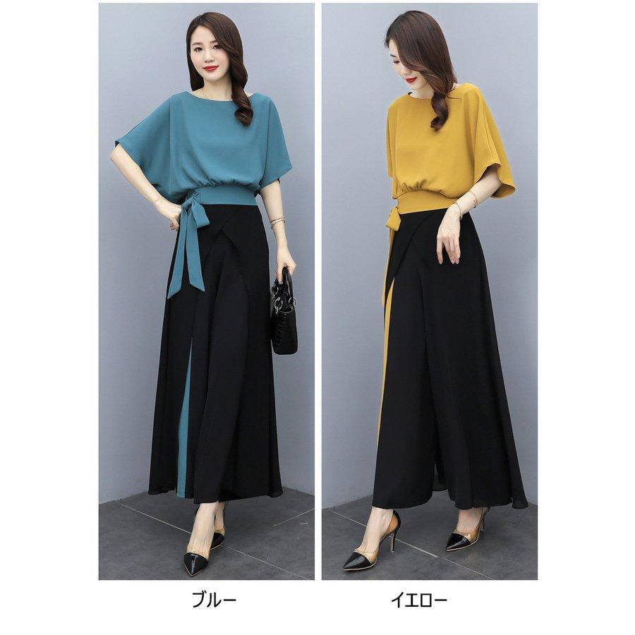 セットアップ レディース 春夏 オシャレセットアップ 半袖ブラウス 九  