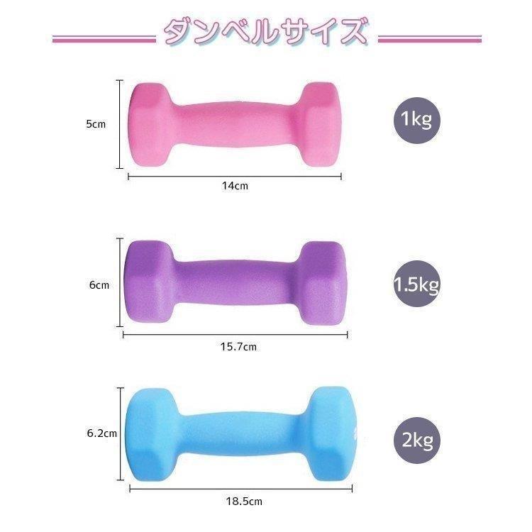 ダンベル 1kg 1.5kg 2kg パステルカラー コンパクト おしゃれ 滑り止め
