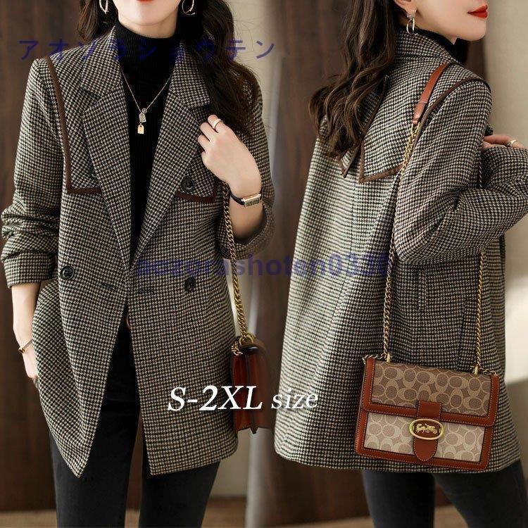 チェスターコートレディース秋冬40代千鳥柄チェスターコートミディアムラシャコートアウター通勤着痩せおしゃれゆったり大人50代30代