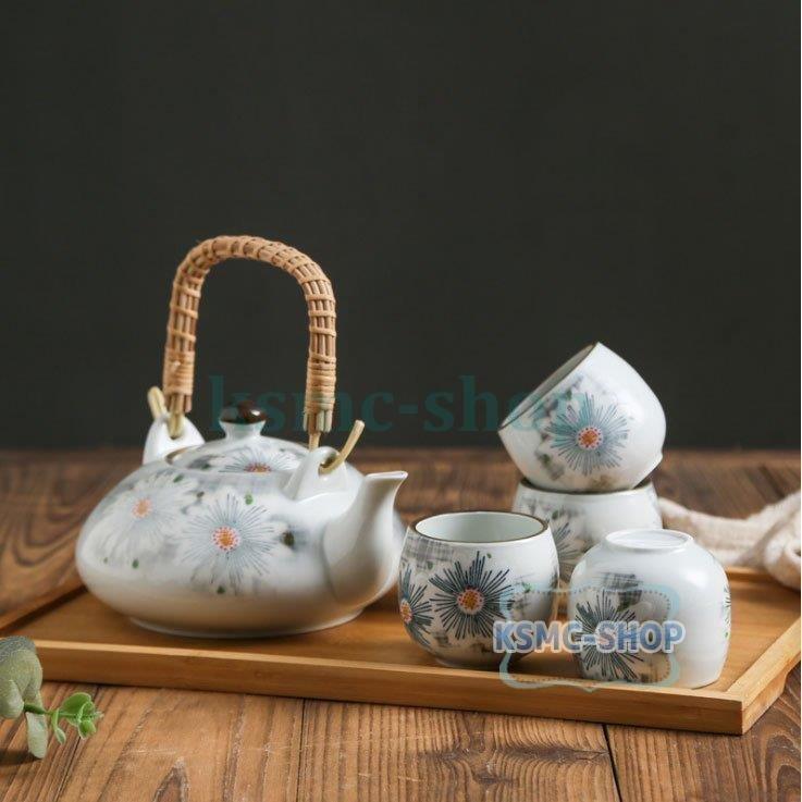 大陶磁器釉下彩手描き高温健康菊の花茶道具セット父の日ギフト
