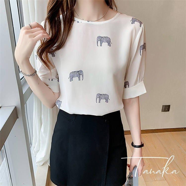 Tシャツレディース40代春夏新作オシャレブラウス白Tシャツ半袖トップスプリントレションTシャツ大人通勤韓国風30代50代