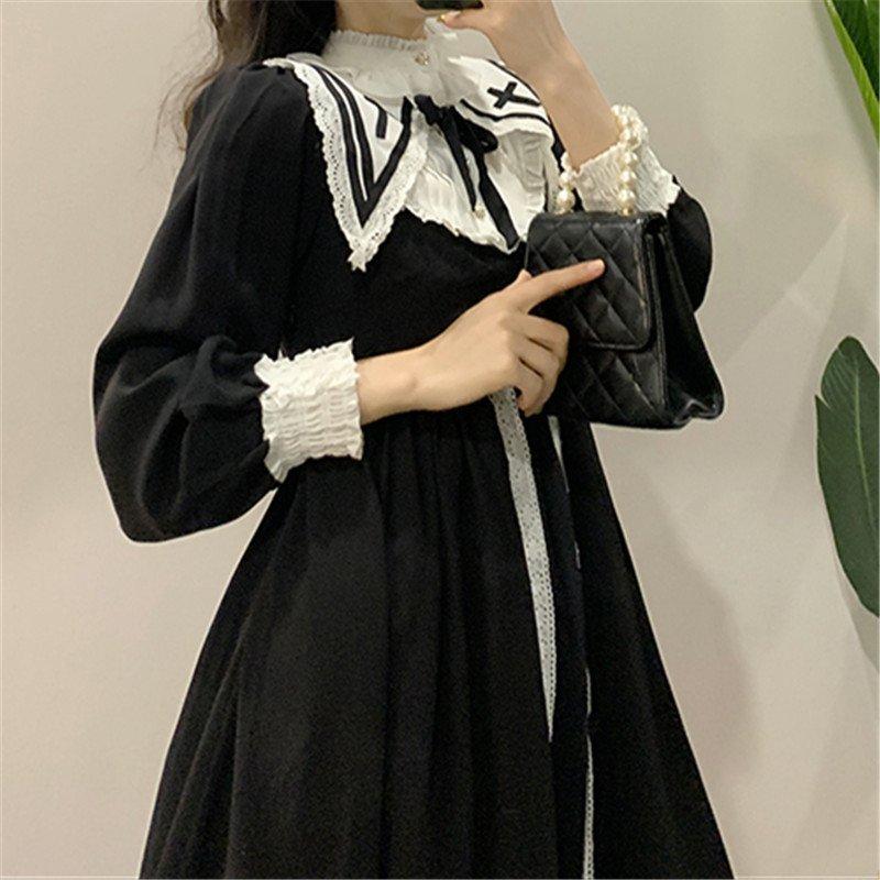 ワンピースロリータワンピース学院風lolitaロングスカート洋服長袖ロリータかわいいゴスロリ