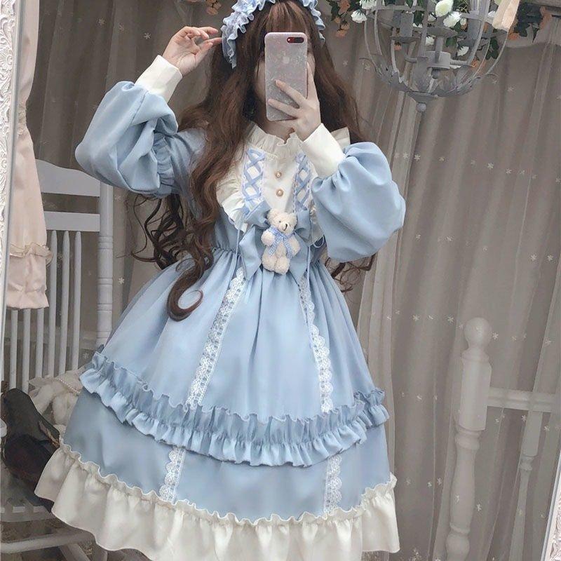 ワンピースロリータワンピース学院風lolitaロングスカート洋服長袖