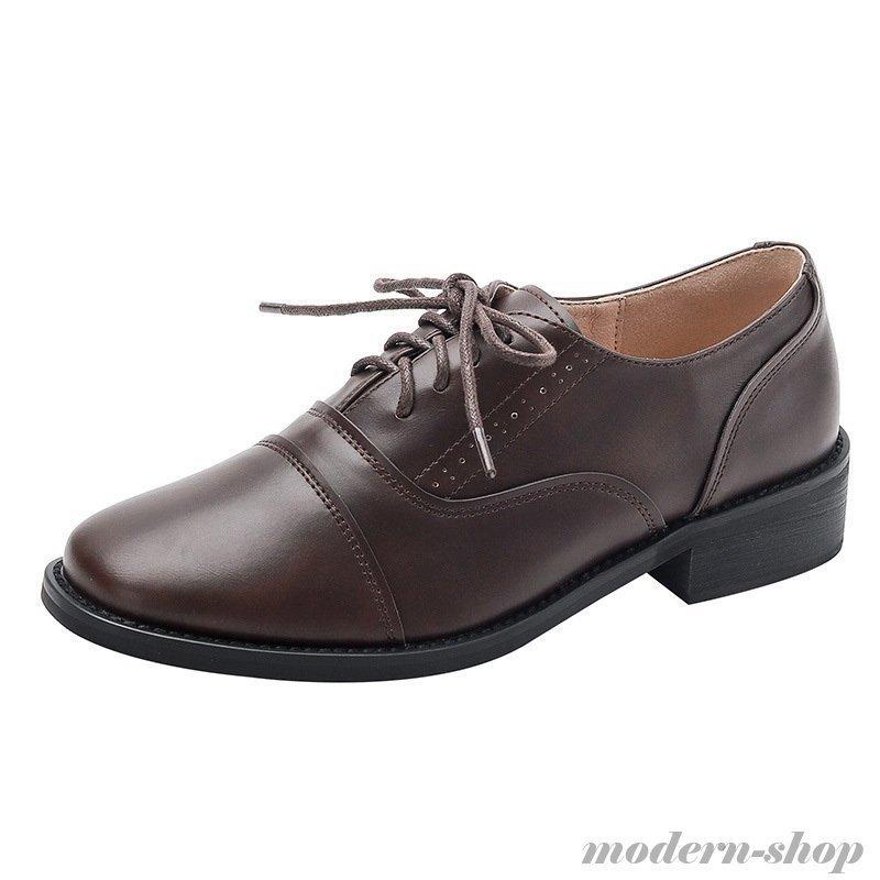 パンプスレースアップ紐シューズレディースマニッシュシンプルブラック