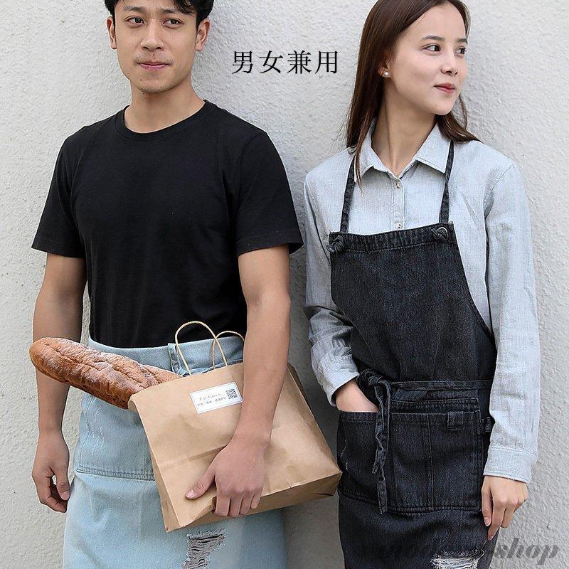 デニムエプロンおしゃれガーデニングキッチンワークエプロン前掛け