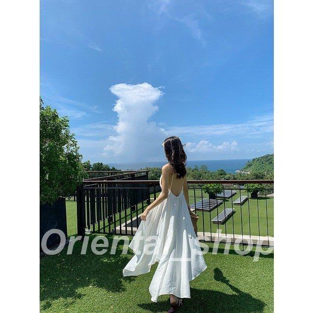 リゾートワンピース白花柄ハワイ沖縄グアム50代40代30代20代10代