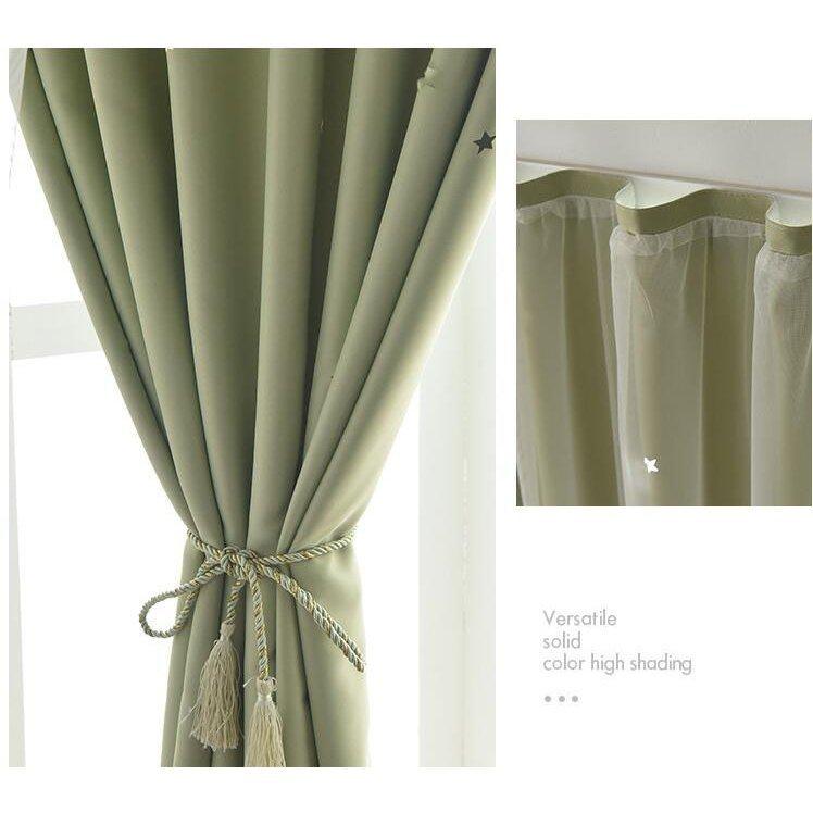 カーテン星透かし雕り姫系遮光カーテン二重カーテン遮像目隠レース