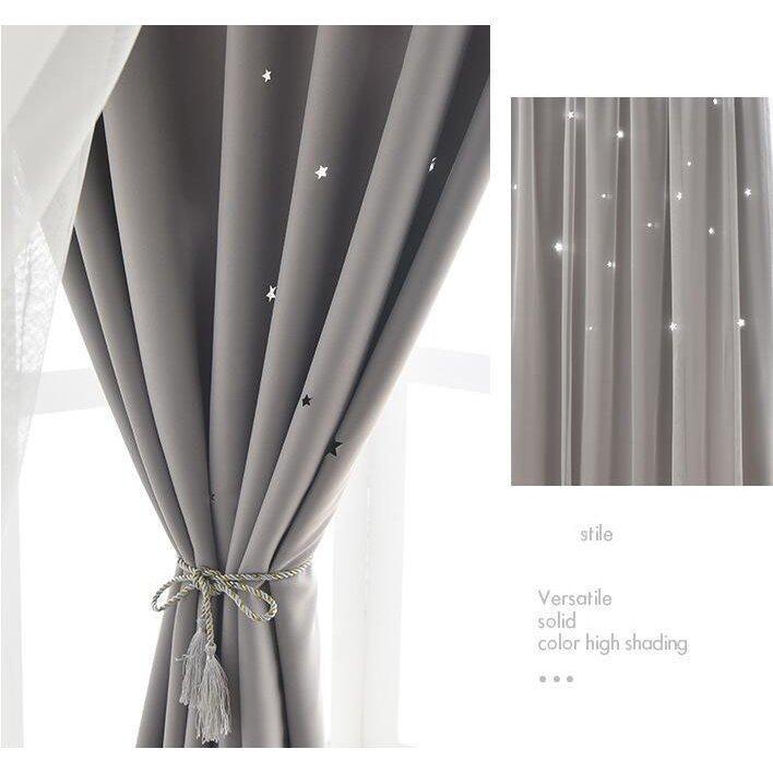 カーテン星透かし雕り姫系遮光カーテン二重カーテン遮像目隠レース