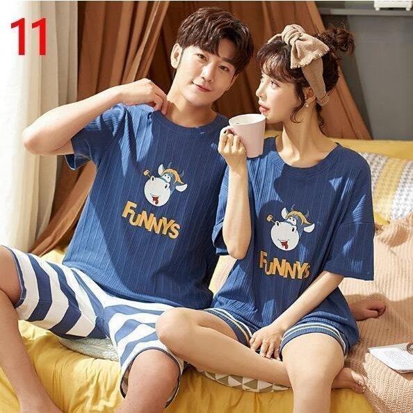 売れ筋がひ贈り物 下着 靴下 部屋着 ペアパジャマ カップルパジャマ 春夏 パジャマ パジャマペアルックお揃いレディースメンズ夏可愛い ルームウェア半袖半ズボンカップル上下セットペアパジャマ綿コットン寝巻き部屋着