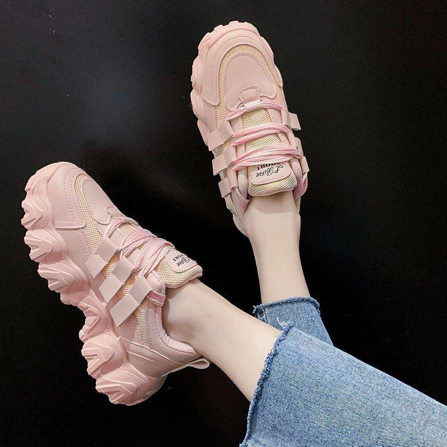 厚底靴スポーツ歩きやすいカジュアル靴スニーカーレディースローカットメッシュ |  | 09