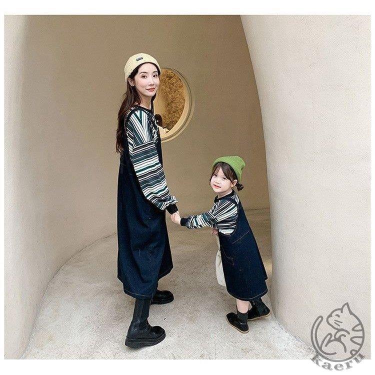親子ペアルック セットアップ デニムサロペット リンクコーデ 親子服