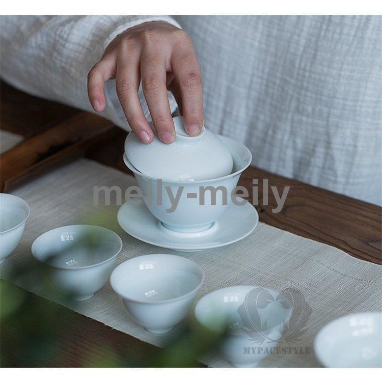 中国茶器 茶器セット 茶碗 セットアップ 無地 茶杯 陶器 磁器 プレス 