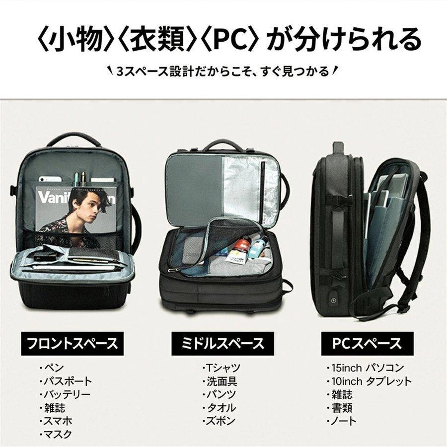 リュックサック ビジネスリュック メンズ バックパック 37L 大容量 防水 拡張 ノートPC 通勤 ビジネスバッグ 軽量 B4 PC 通学 アウトドア 遠足 多機能 耐衝撃_4