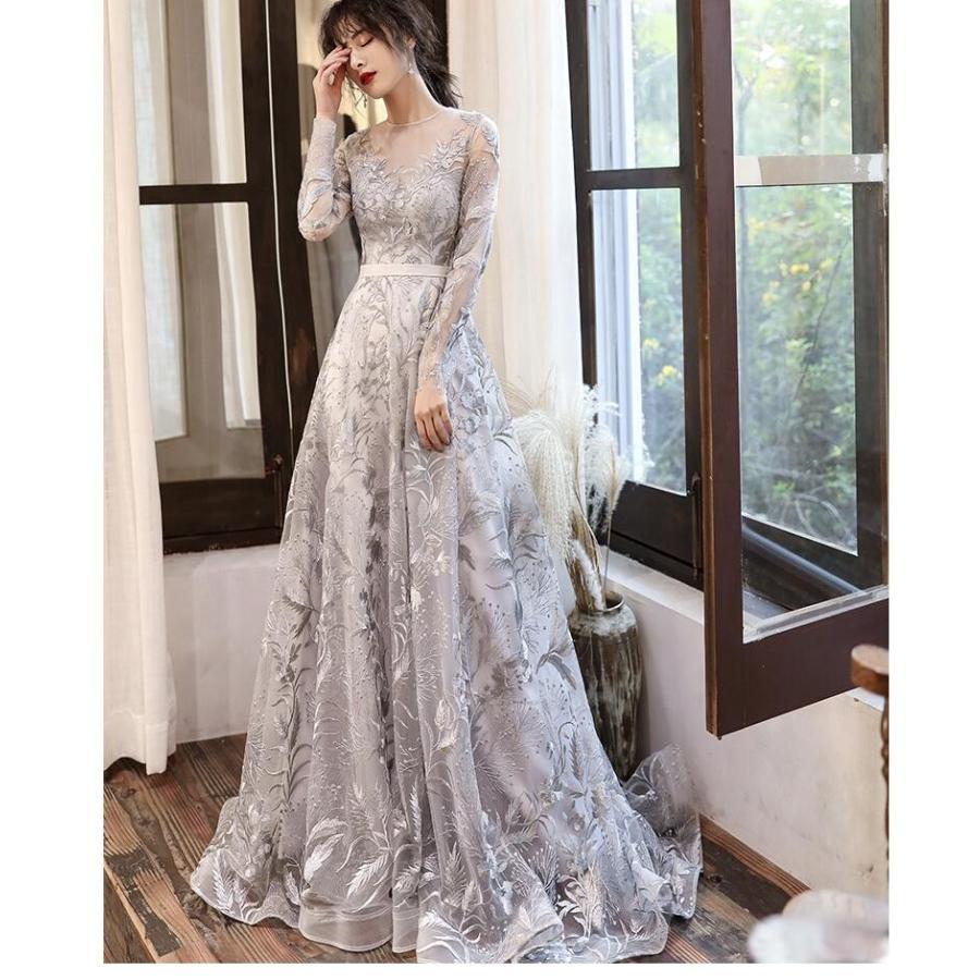 ウエディングドレス 上品 大人 パーティードレス ロング丈ドレス 結婚式 Aラインワンピース 大きいサイズ 30代 40代 きれいめ お呼ばれ 卒業式 発表会 披露宴_2