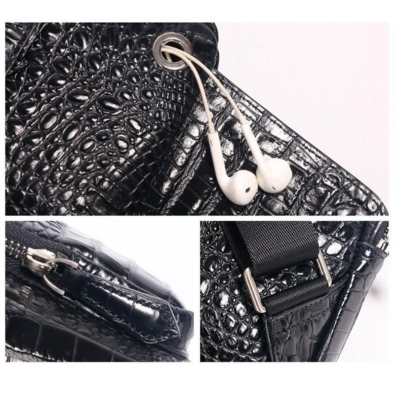 ボディバッグ 本革 クロコ型押し 斜めがけバッグ ワニ爪付き 牛革 斜め